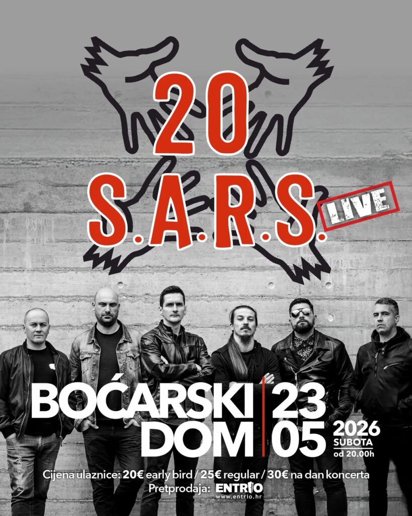 S.A.R.S. koncert u Zagrebu – Boćarski dom 23. svibnja 2026., ulaznice u pretprodaji