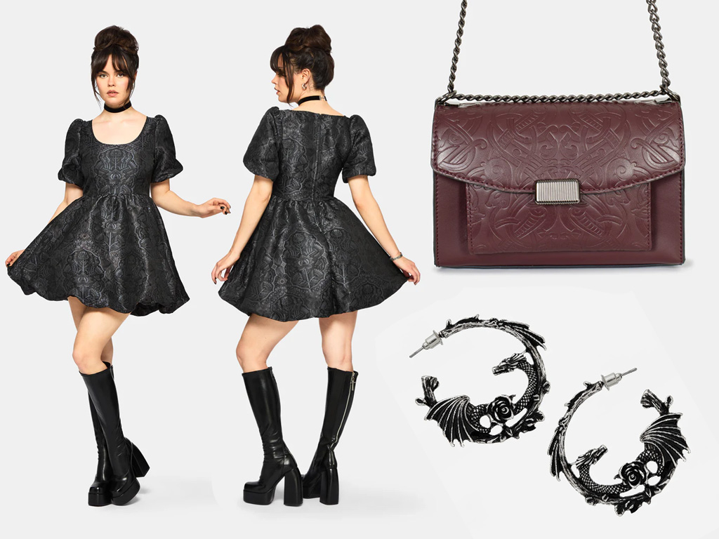 Victorian Queen outfit za izlazak u tamnom, alternativnom stilu