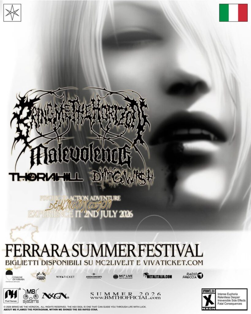 Bring Me The Horizon na Ferrara Summer Festivalu 2026 u Ferrari 2. srpnja na Piazza Ariostea