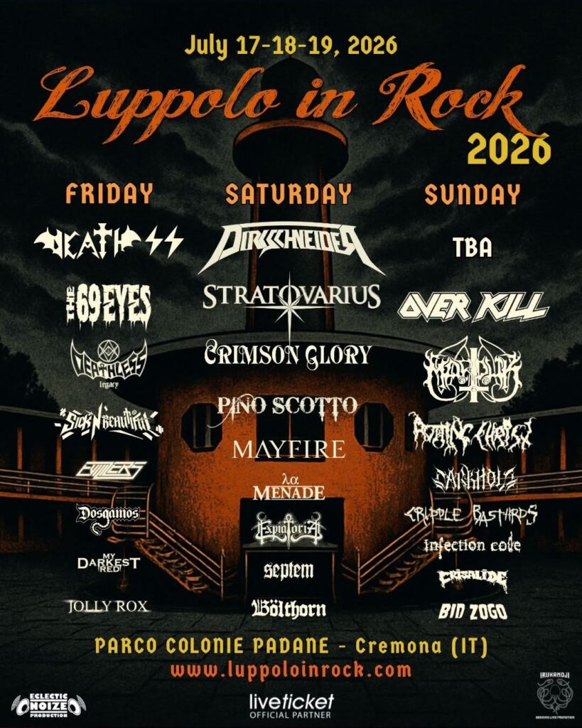 Luppolo in Rock 2026 lineup poster sa Stratovariusom, Death SS, Dirkschneiderom, Overkillom i drugim bendovima u Cremoni