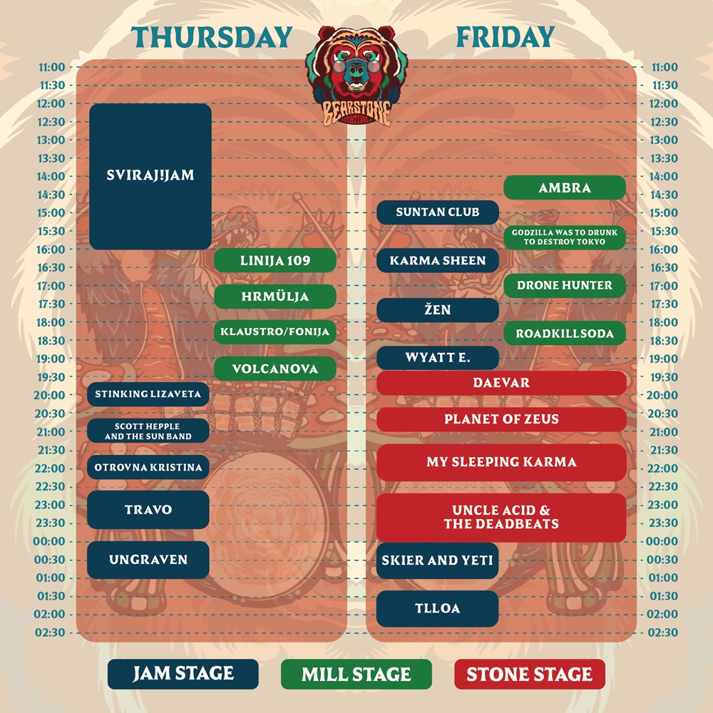 Raspored nastupa Bear Stone Festival 2026 lineup