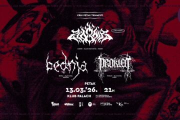 Plakat za koncert Crni petak trinaesti u Klubu Palach u Rijeci 13. ožujka 2026. uz nastupe Zlobnik, Bednja i Proklet.