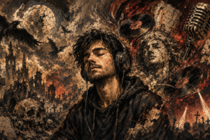 Ilustracija mračne glazbe i emocija koje izaziva metal