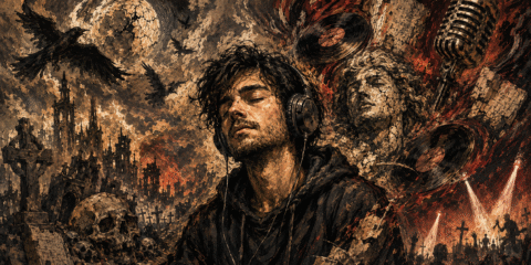 Ilustracija mračne glazbe i emocija koje izaziva metal