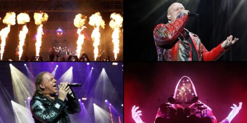 Helloween na Ferrara Summer Festivalu 2026. u kolažu s pirotehnikom, Michaelom Kiskeom, Andijem Derisom i scenskim vizualima