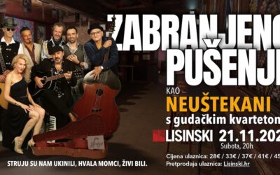 Zabranjeno pušenje kao Neuštekani nastupa uz gudački kvartet u Lisinskom 21. studenog 2026.