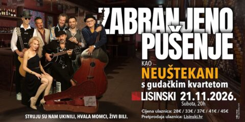 Zabranjeno pušenje kao Neuštekani nastupa uz gudački kvartet u Lisinskom 21. studenog 2026.